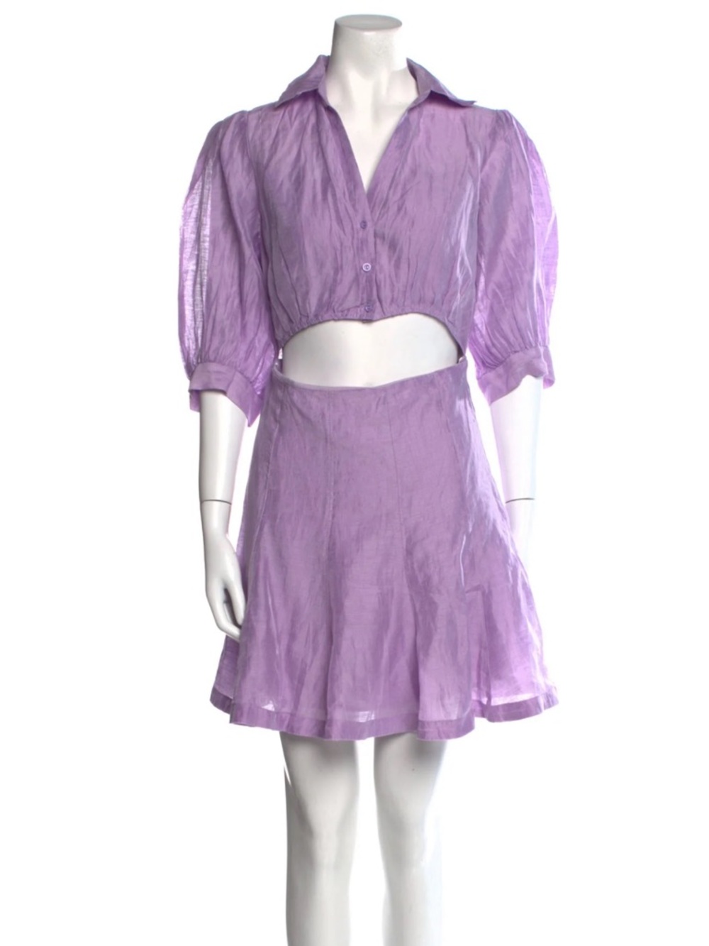 Sandro Lavender Cropped Bodice Mini Shirt Dress size 38 - Picture 5 of 10